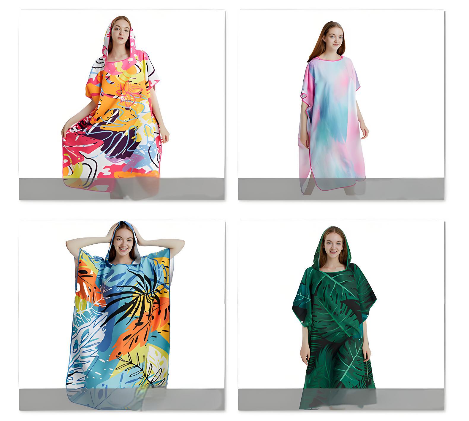 Microfiber Printed Hooded PonchoTowel