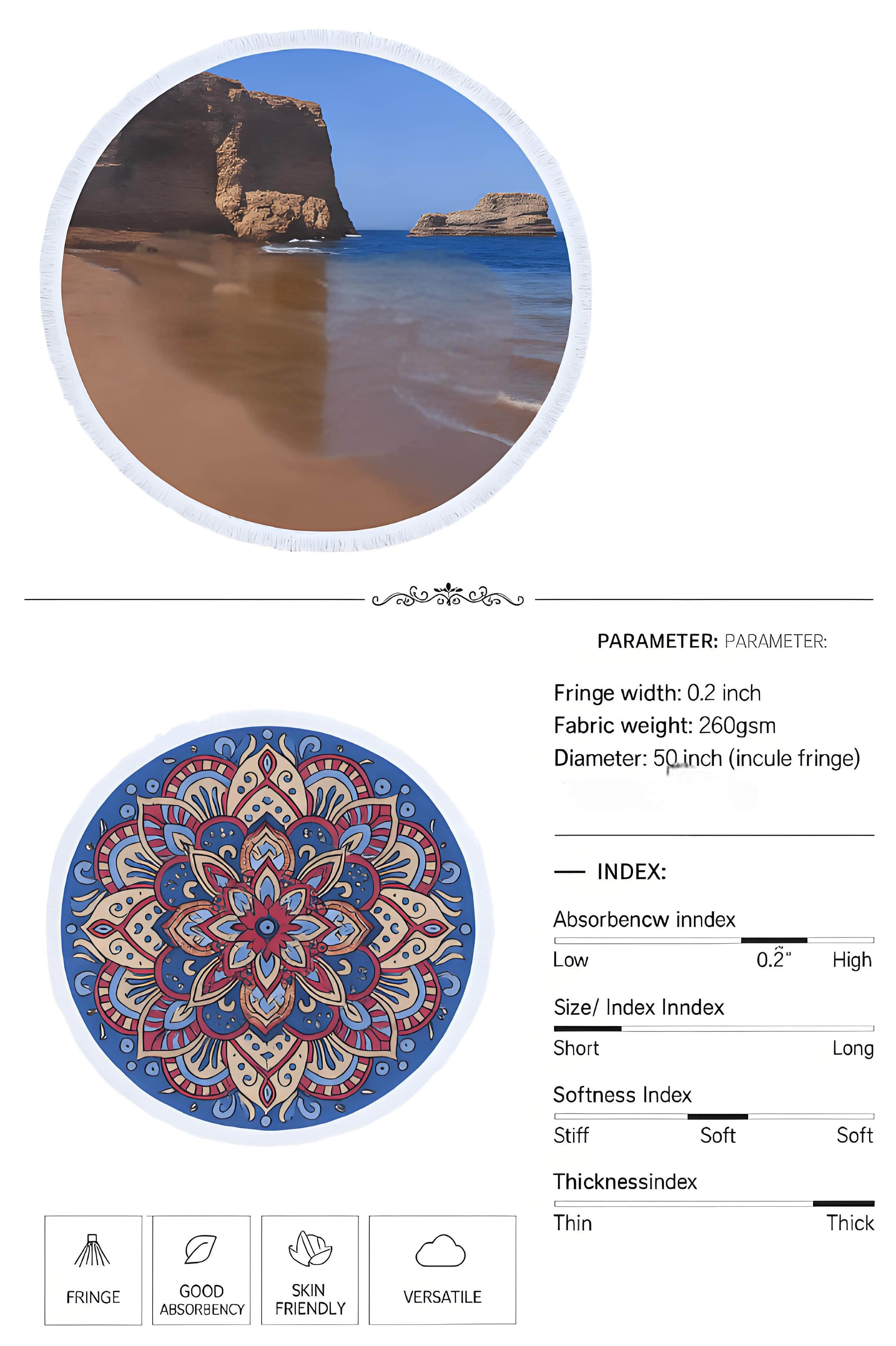 Wholesale Round Print Beach Towel 