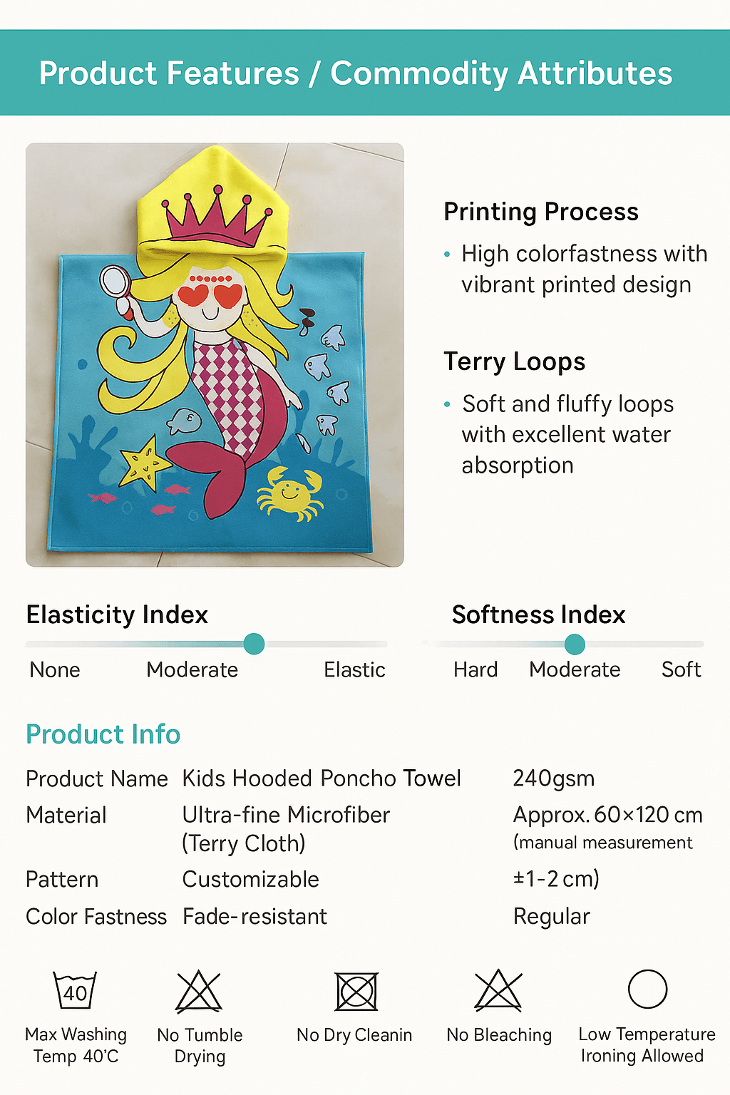 Personalized Kids Hooded Towel Poncho 